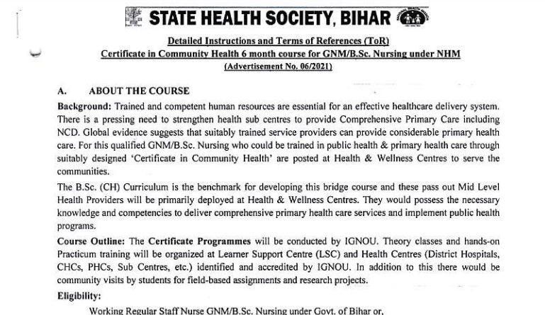 Bihar CHO Recruitment 2021
