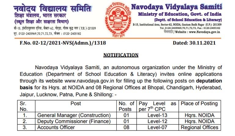 NVS Recruitment