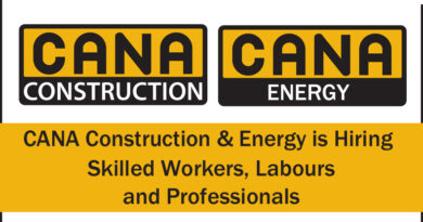 CANA Construction & Energy is Hiring Skilled Workers, Labours and Professionals