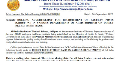 AIIMS Jodhpur Recruitment 2022