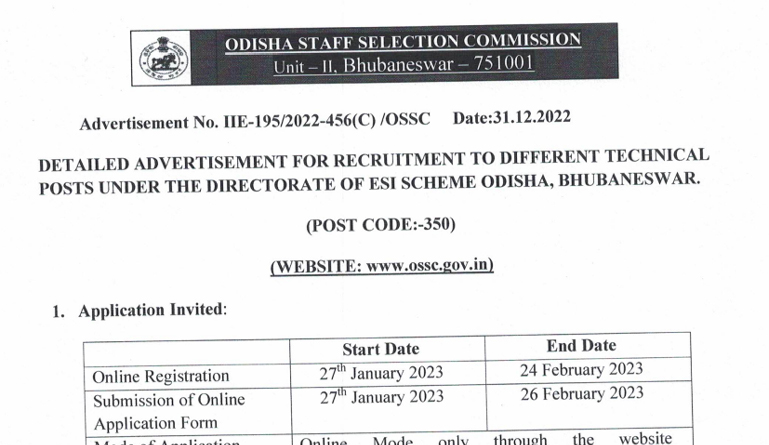 OSSC Recruitment 2023 Notification